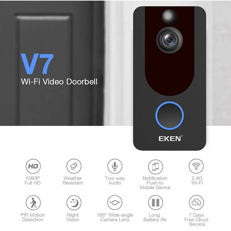 V7 умный IP 1080P видео домофон WI FI телефон двери дверной звонок Камера для квартиры