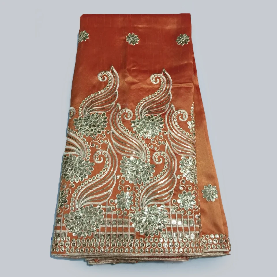 Африканский Джордж Ткань Тафта Шаньдун Вышивки Упаковка Шелковые кружева для