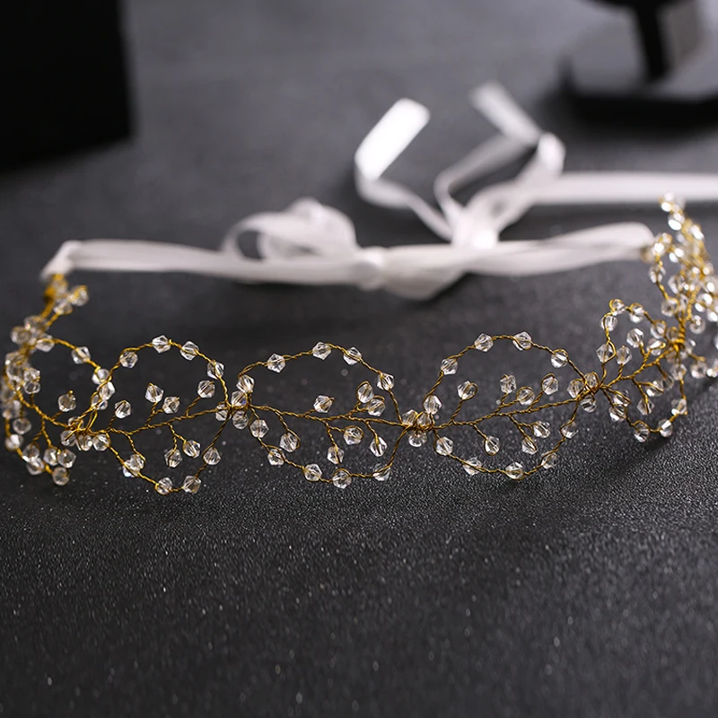 Свадебные Украшения Hairband Кристалл Золото Цветочные Tiara Головной Убор