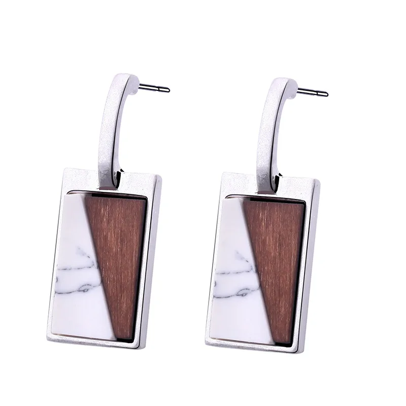 Earrings Retro Rectangular Wood Pendant Jewelry for Women Party Wedding M8694 | Украшения и аксессуары