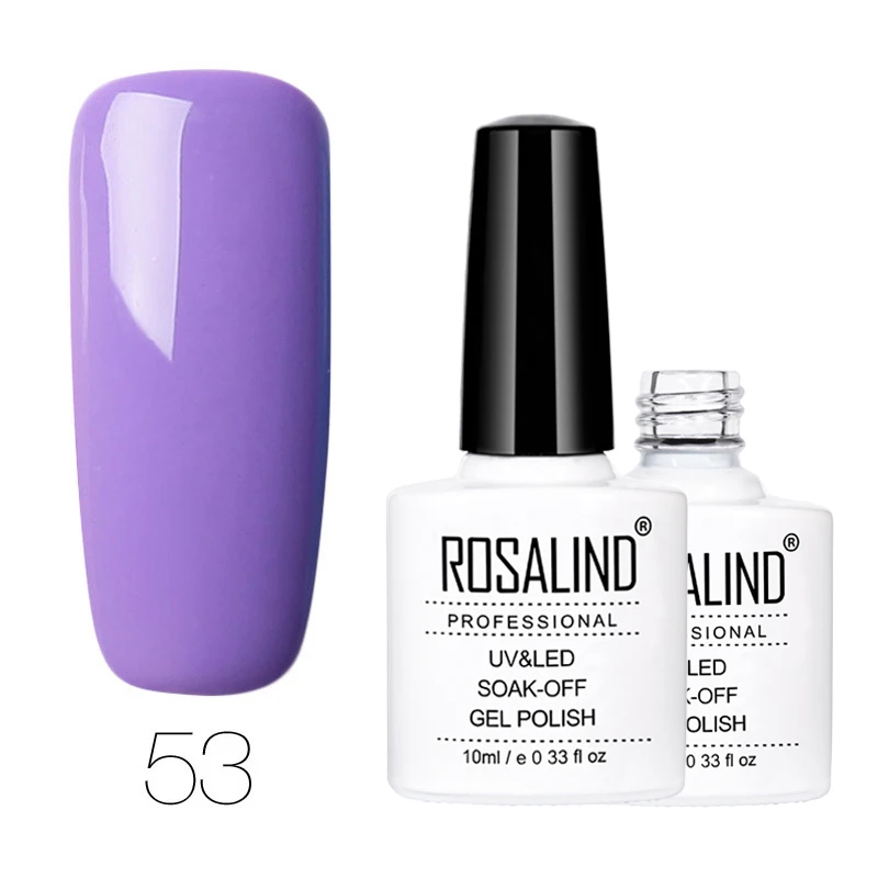 ROSALIND, 10 мл, Гель-лак для ногтей, 58 однотонных цветов, УФ-лаки для ногтей, полуперманентный, для самостоятельного маникюра, нужен топ и Базовое покрытие, Гель-лак - Цвет: 53
