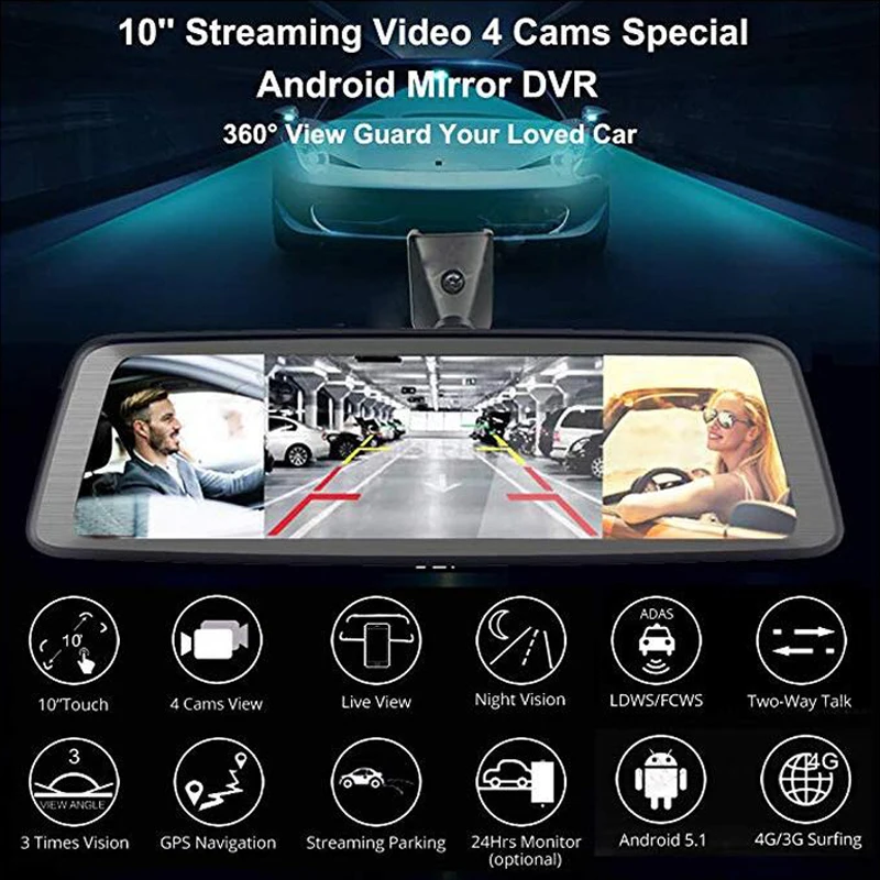 WHEXUNE 2018 4 канала FHD 1080P Автомобильный видеорегистратор камера видео рекордер