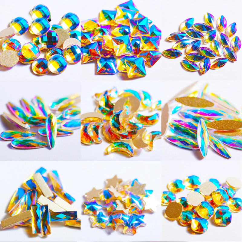 10 шт Кристальные блестящие 3d Стразы для дизайна ногтей Ab Красочные конский