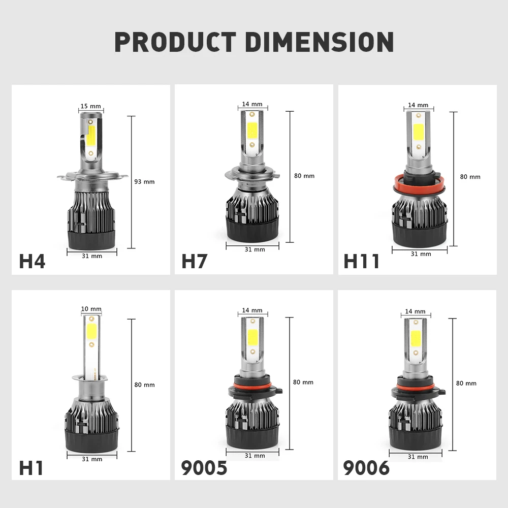 2X Новые поступления H7 светодиодный H4 H1 H11 9006 9005 HB3 HB4 Автомобильные фары лампы 6500 к авто фары 16000LM светодиодный фар 72 Вт светодиодный потолочный светильник