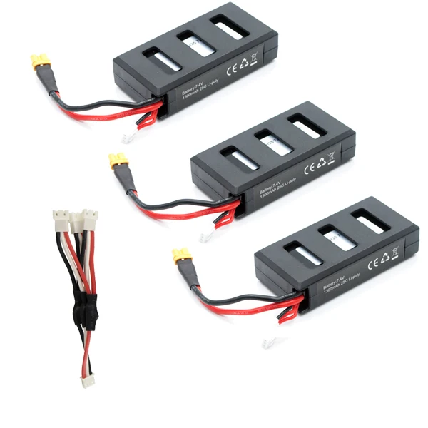 MJX Bugs 6 батарея 7,4 V 1300mAh 25C литиевая батарея для MJX B6 бесщеточный RC Квадрокоптер Запасные Части RC Дрон Li батарея - Цвет: Set3 3B Cable