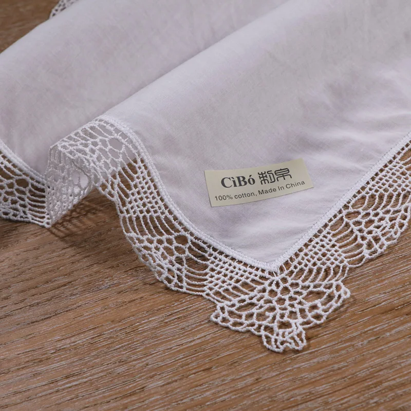 

C003: White premium cotton lace handkerchiefs blank crochet hankies for women/ladies wedding gift