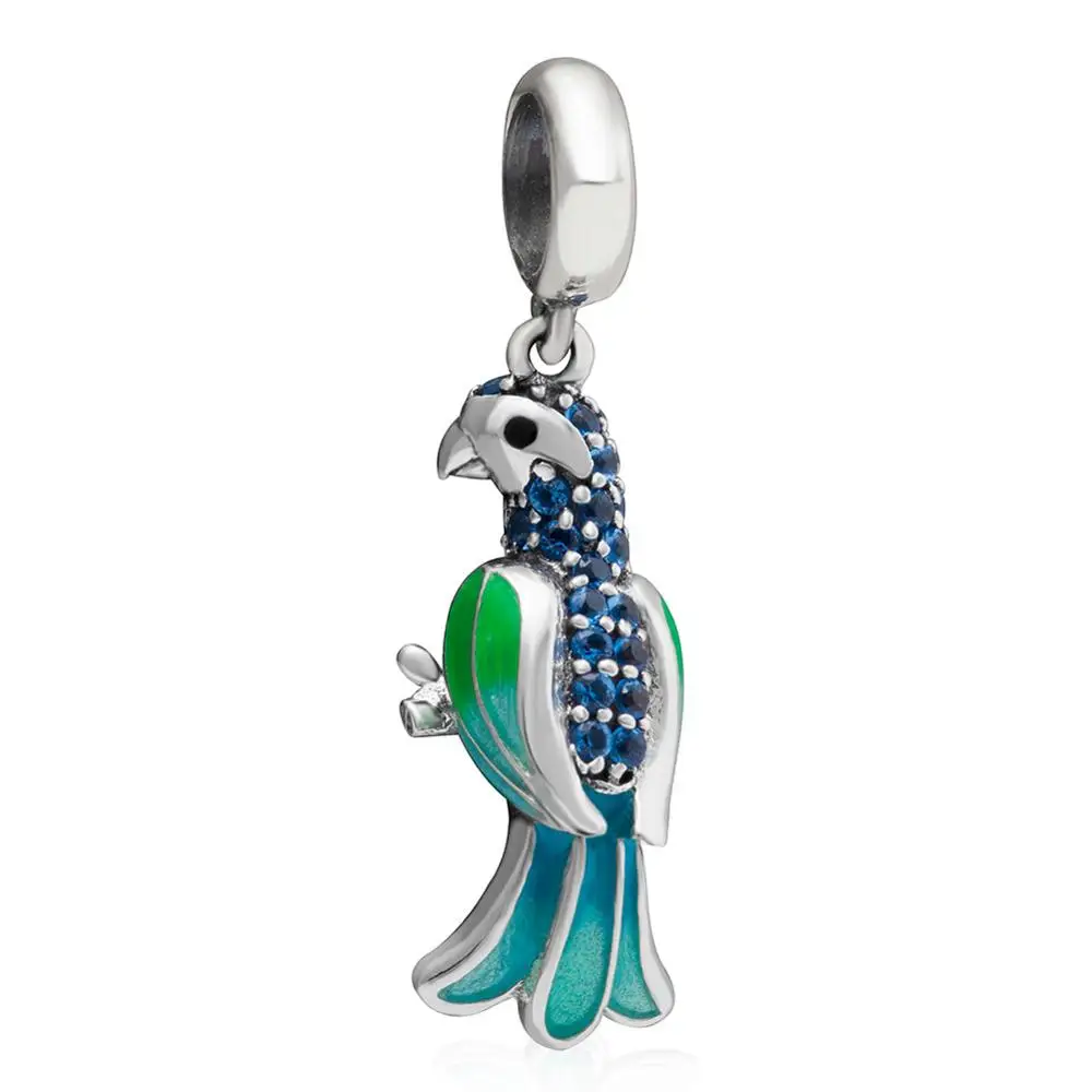 01 Soulbead для Pandora, подвески, серебро, 925,, пара, птицы, любовь, бусины, фламинго, Тропический попугай, подвеска, Шарм - Цвет: 01
