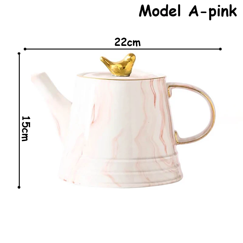 Model A-pink Керамический чайный горшок, чашка, набор мраморной посуды для напитков, скандинавские кофейные чашки и блюдце с золотой ручкой, чайный поднос, послеобеденный чайный набор, 1 шт - Цвет: Model A-pink