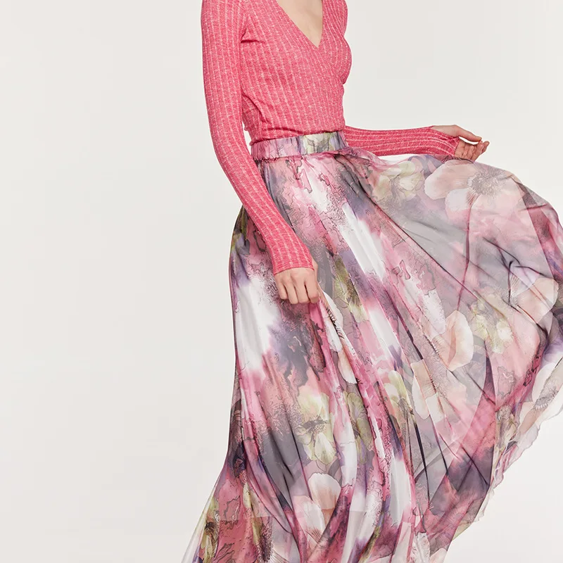 2018 summer women's large size bohemian dress floral wrapped chest silk skirt | Женская одежда
