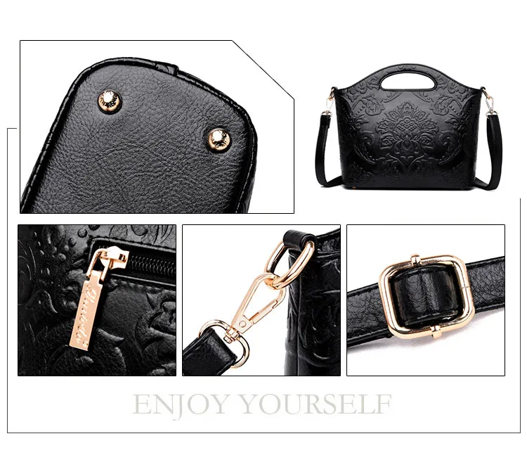 Rodful ретро цветочные сумка тисненая кожа для женщин Винтаж crossbody сумка Роскошные tote высокое качество
