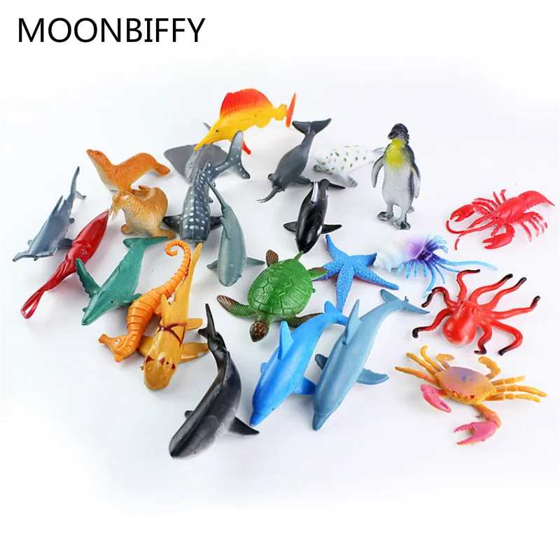Мини 24 шт./компл. пластиковая морская модель животного игрушечная фигурка