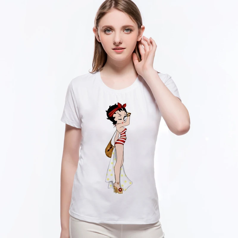 Betty Boop go swimwing 2020 новый бренд Одежда высшего качества для женщин Harajuku футболка в