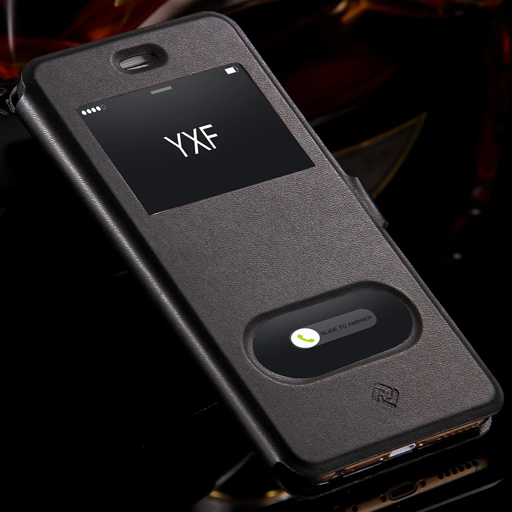 Чехол из искусственной кожи KISSCASE для iPhone 6 s 7 Plus с окошком просмотра умным ответом