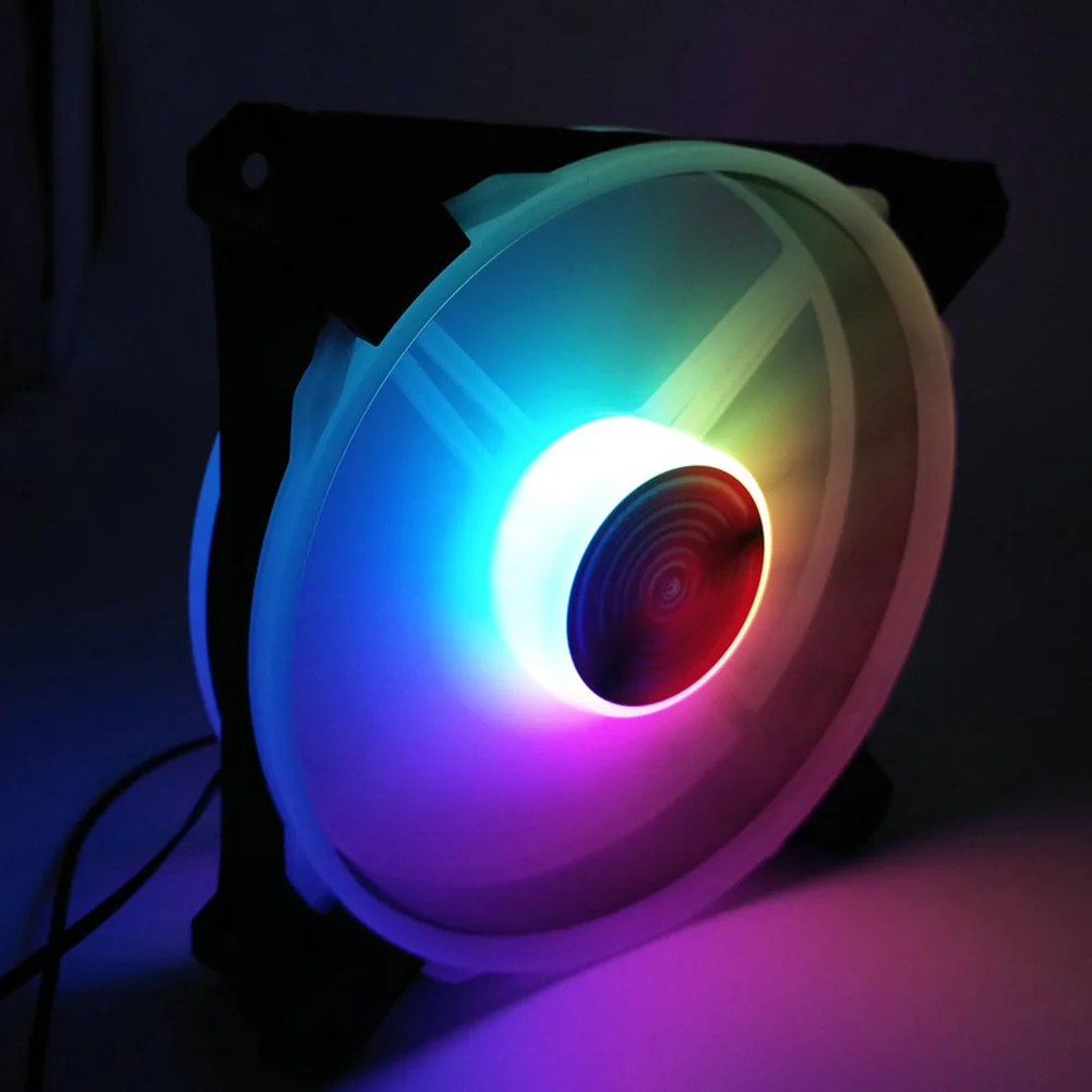 

Rainbow Lights RGB Adjustable Color Cooling Fan 120mm LED PC Computer Silent Case Fan Controller QJY99