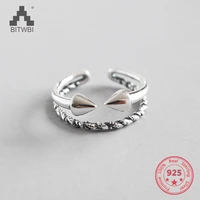 100 925 sterling silver jewelry double arrow open rings for women bijoux