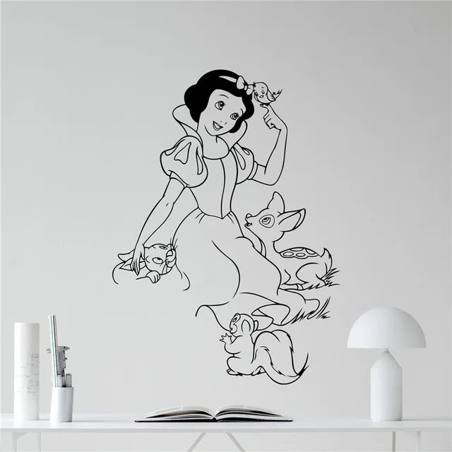 Белоснежка Наклейка на стену Мультфильм милая девушка виниловая наклейка
