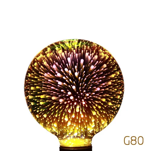 G80 3D Bulb 3D светодиодный лампы 220V E27 красочные фейерверки светодиодный Лампа накаливания Эдисона праздник Рождественский Декор лампада светодиодный потолочный светильник Lamparas Bombillas - Испускаемый цвет: G80 3D Bulb