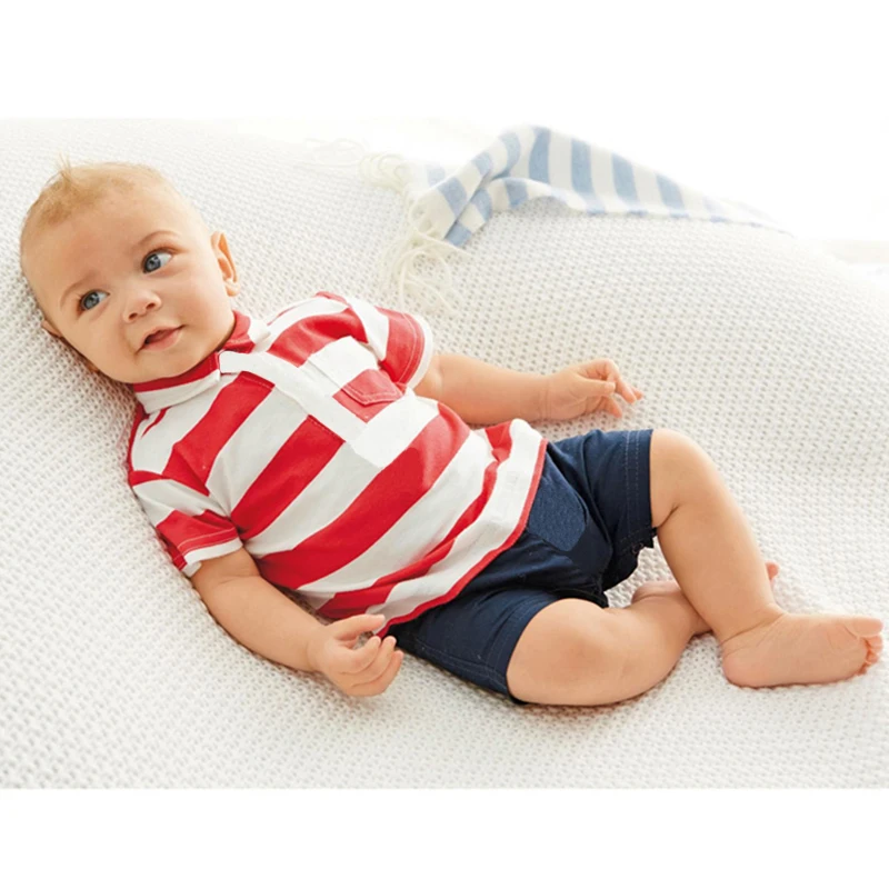 2021 Summer Baby Boy Rompers Newborn Stripe Short Sleeved Cotton Clothes One Piece Infant Jumpsuits Baby Boys  Clothing Sets newborn baby sling rompers summer thin soft cotton friut clothes infant jumpsuits sleeveless boys girls clothing