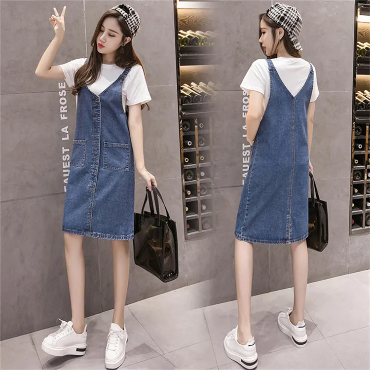 denim blue Летнее платье размера плюс платья для женщин 4XL 5XL без рукавов на тонких бретелях джинсовый сарафан с подтяжками Vestidos - Цвет: denim blue