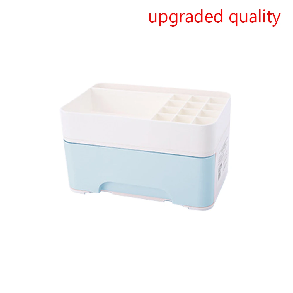 Blue 1PCs Plastic Cosmetics Makeup Organizer Make Up Brush Storage Box With Drawer Multifunction Desktop Jewelry Case Storage Box - Цвет: Blue