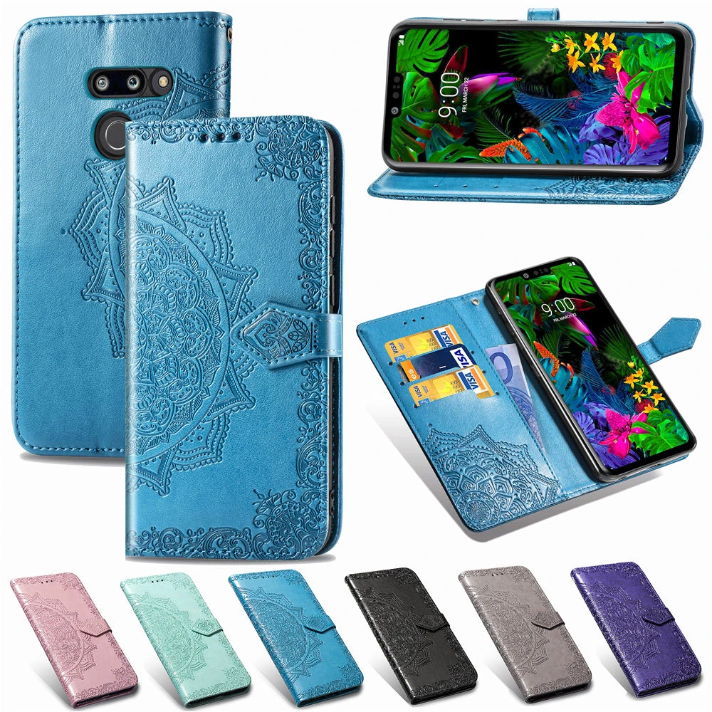 Роскошный 3D цветок дурмана кожаный чехол-кошелек для телефона LG G8 ThinQ Чехлы PU