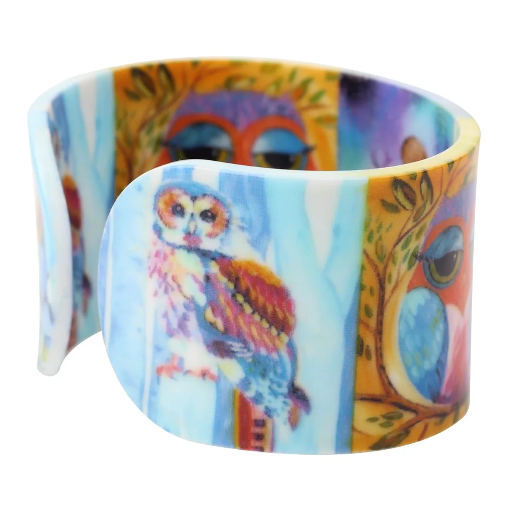 WEVENI акриловые Сова Печать Любовь широкие браслеты браслет ювелирные изделия для