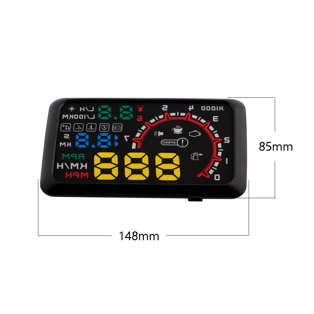 Универсальный 5 дюймов OBD2 авто HUD Дисплей спидометры превышение скорости
