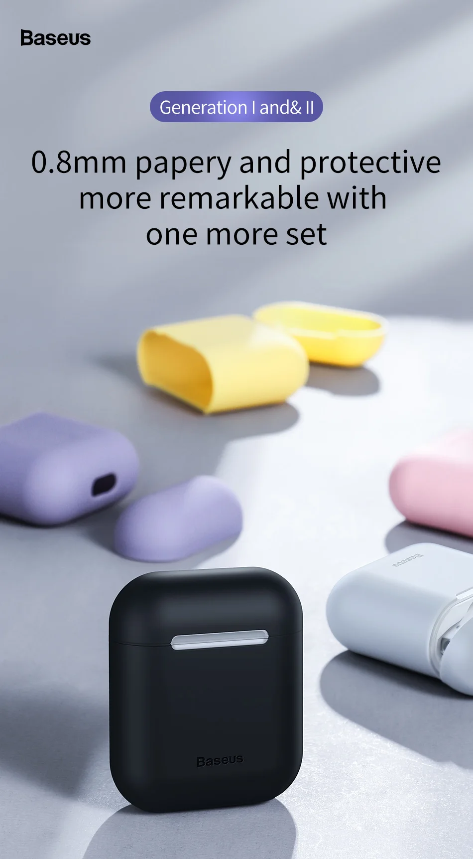 Мягкий силиконовый чехол Baseus для Airpods 1 2, защитный чехол для Airpods, беспроводной Bluetooth футляр для наушников для Apple, чехол