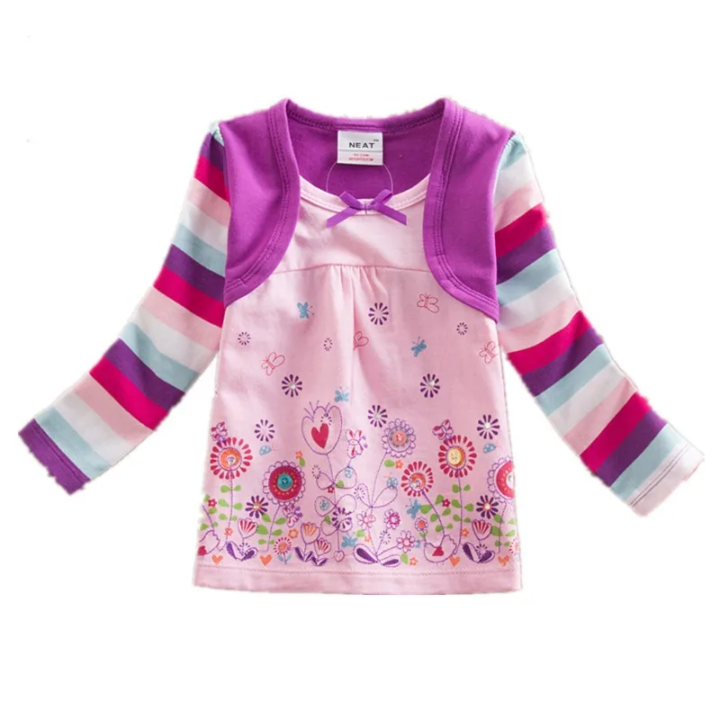 REL62123PINK Dxton/футболка для маленьких девочек; футболка с длинными рукавами для детей; футболки с аппликацией единорога; хлопковая детская зимняя одежда; костюм с героями мультфильмов для девочек - Цвет: REL62123PINK