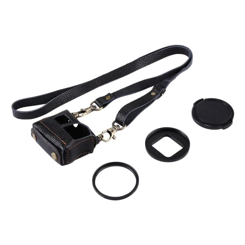 PULUZ Leather Housing Case Kit+ Neck Strap +52mm Lens For GoPro HERO6/5 Black | Электроника