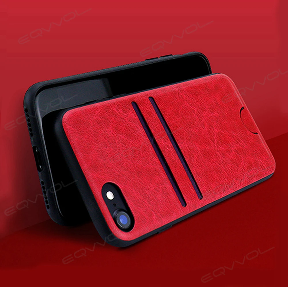 Тонкий чехол из искусственной кожи Eqvvol для iPhone X 8 7 plus роскошный с отделением карт