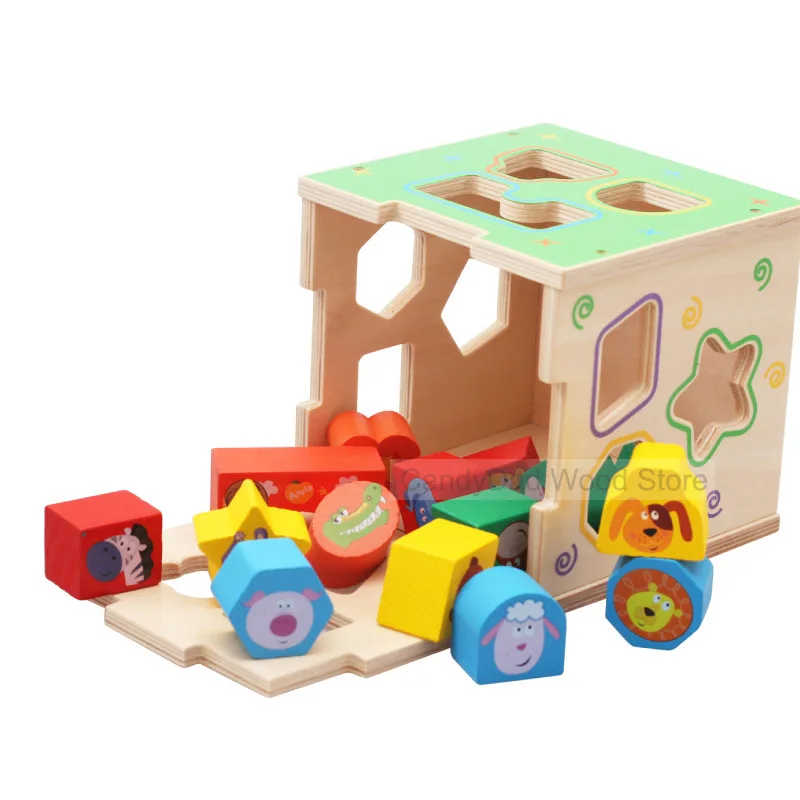 

Colorful Multifunctional Montessori Building Blocks Wooden Toys For Kids Geometry Match Box Toys Children Toys Gift CL2866H