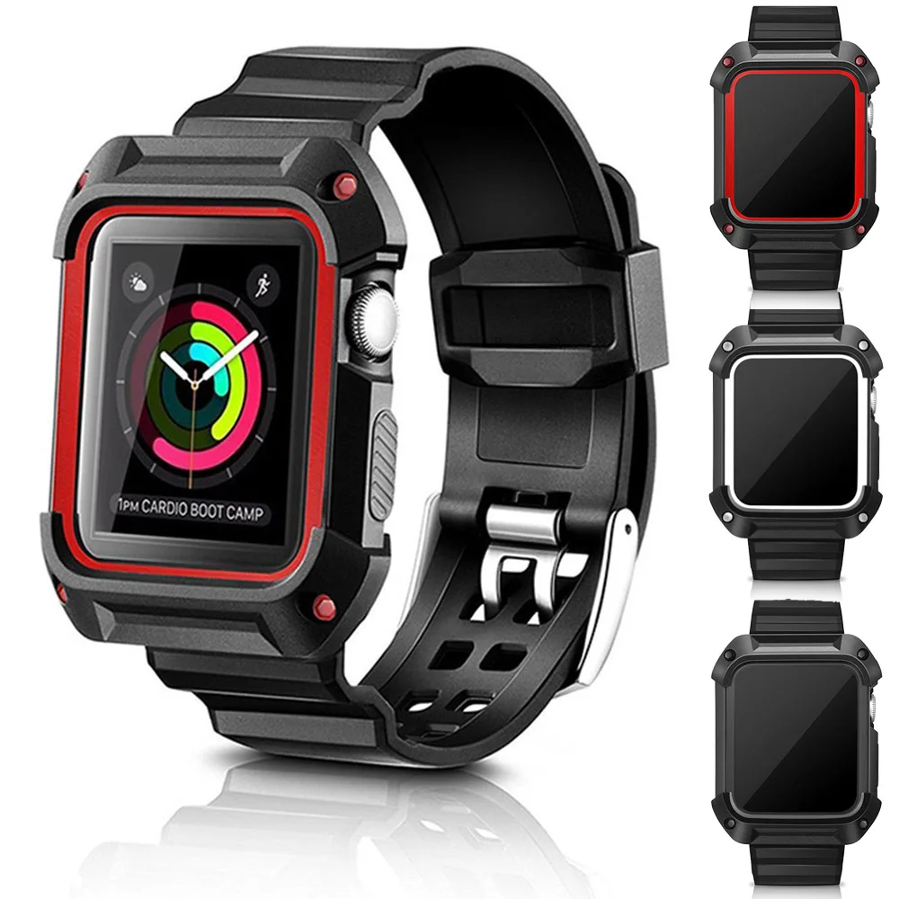 2в1 прочный защитный чехол с ремешком на запястье для Apple Watch Series 1/2/3 38 мм 42 iwatch 2