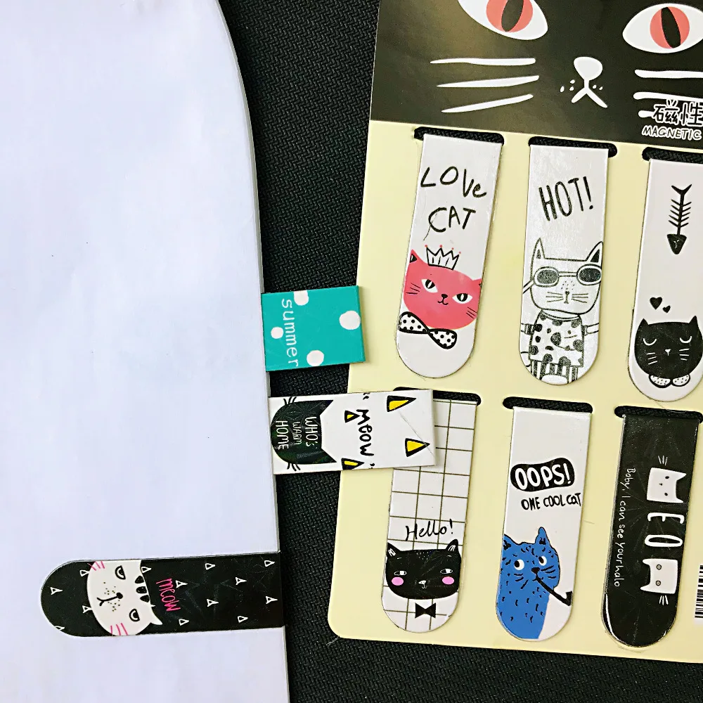 Магнитные книжные маркеры Kawaii Oreo Cat 6 шт./компл. канцелярские принадлежности