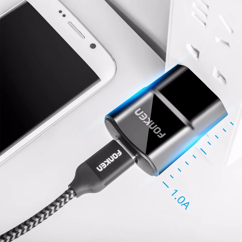 FONKEN 2.4A Смарт USB Зарядное устройство 5V 2A 1A телефон Зарядное устройство Универсальная настенная Зарядное устройство быстрой зарядки андроид мобильный заряд Мощность адаптер