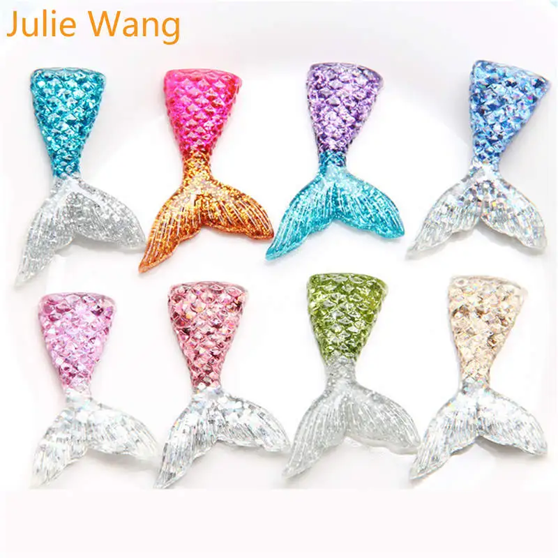 Julie Wang 10 шт. Разноцветные Подвески из смолы с хвостом русалки ручной работы