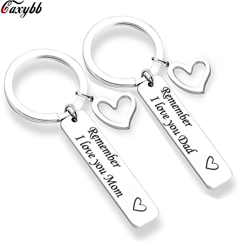 

Remember I Love You Mom Dad Heart Trinket Keychain Rings Letter Pendant Key Chain For Mother's Father's Day Gift Jewelry
