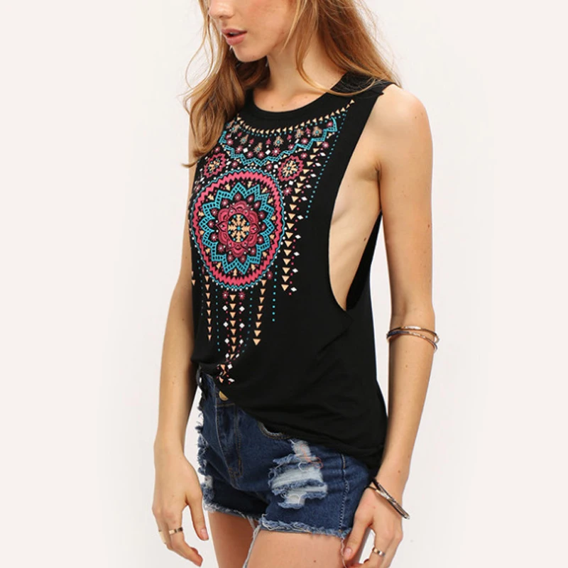 Ретро Женская Бохо блузка 2018 лето с плеча дамы туника топы без рукавов хлопковая