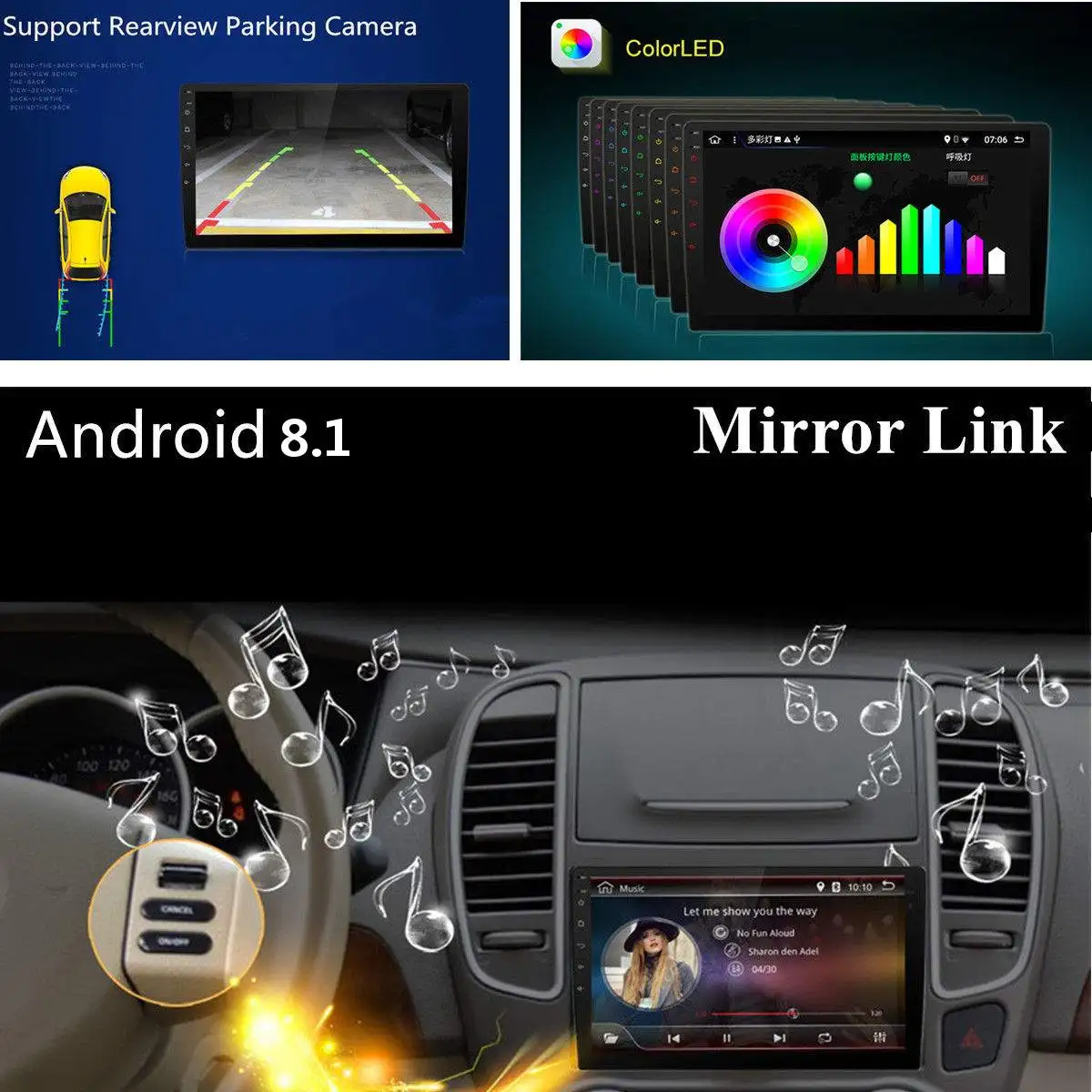 10 1 'ɺndroid 8 Автомобильный мультимедийный плеер MP5 стерео 2 DIN bluetooth WIFI GPS Nav