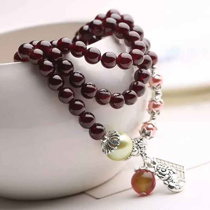 Оптовая продажа натуральные разноцветные бусины из красного вина с подвеской