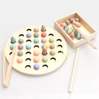 Математическая игрушка Монтессори, бусины-клипсы, рыболовная магнитная игра в червя, интерактивные Деревянные игрушки для родителей и детей, обучающая игрушка для детей