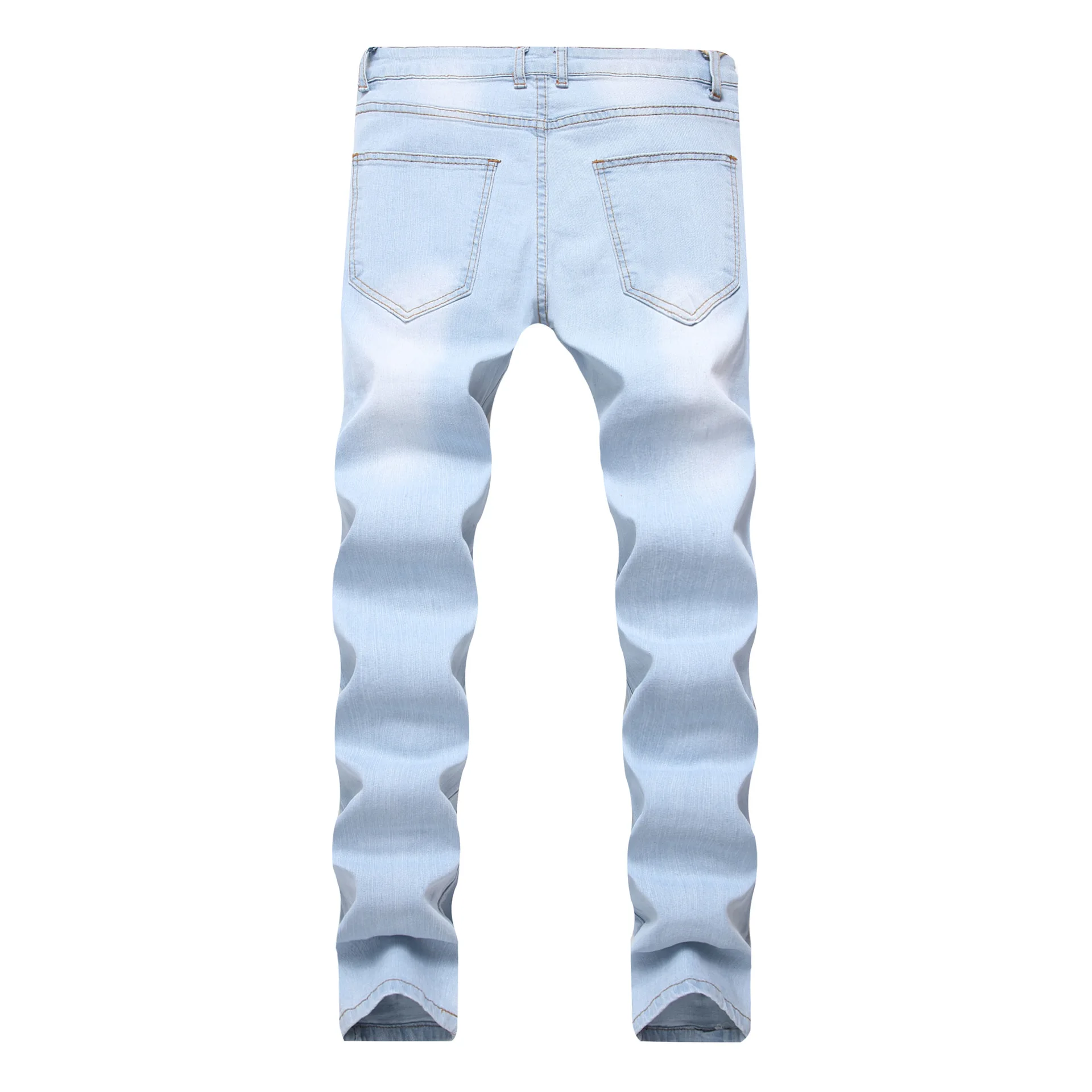 Silentsea серый Рваные джинсы Для мужчин простой Denim Тощий бренд Slim Fit Марка Жан брюки плюс Размеры байкерские джинсы