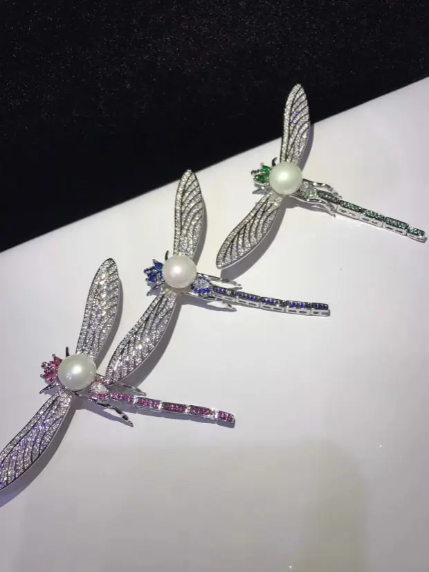 

Зеленый, красный, синий, стрекоза, циркониевый пресноводного жемчуга, белая монета, брошь FPPJ, опт, бисер, натуральный, уникальный