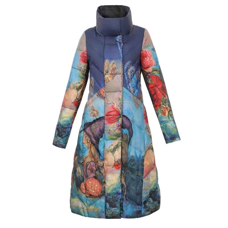 Tcyeek Winter Jacket Women White Duck Down Coat Female Long Jackets Thick Warm Parka Print clothes 5XL Clothes LWL1335 | Женская одежда