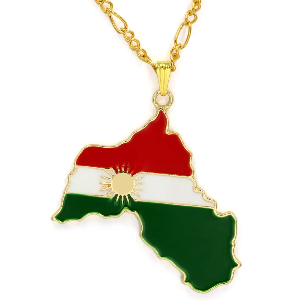 Курдистан золотое ожерелье с подвеской из эмали флаг региона карта Курдская