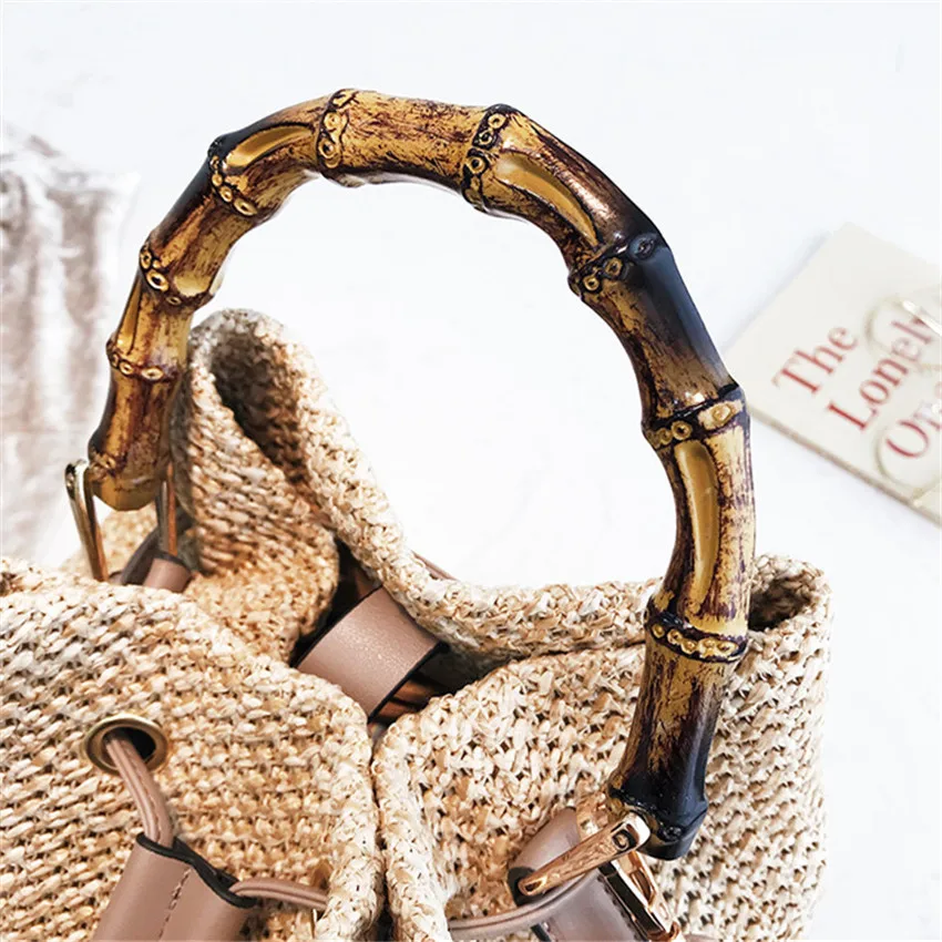 Женская сумка-мешок TOYOOSKY с бамбуковыми ручками Пляжная Повседневная Дамская