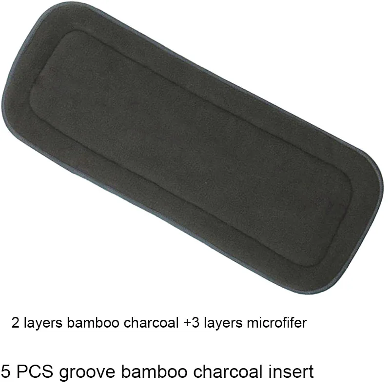 groove charcoal 5 шт бамбуковый угольный вкладыш детские брючки угольный вкладыш подгузник, 5-слойный угольный подгузник Многоразовые тканевые подгузники, вставка - Цвет: groove charcoal