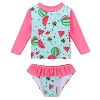 baohulu cute cartoon watermelon baby swimsuit girls two pieces floral children swimwear long uv toddler swimwear bathing suits