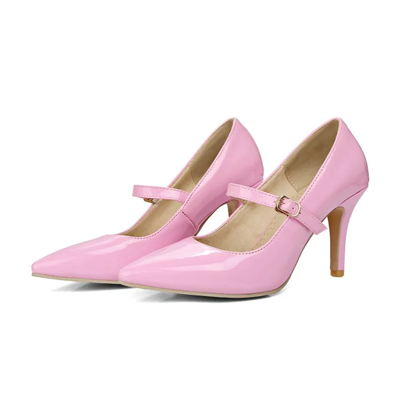 Тонкие Каблуки Пряжка Ремешка Острым Носом летние насосы Красивая женщина