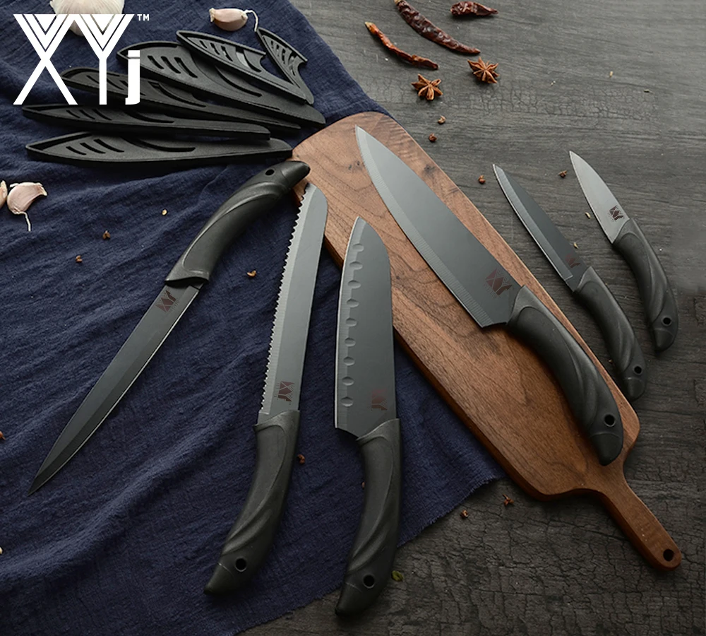 XYj Нержавеющая сталь Кухня Набор ножей с новым дизайном и Пластик ручка Кухня Ножи набор для мяса, офощей, фруктов рыбы Кухня инструменты